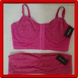 BEBE Lace Bralette and Bandeau Hot Pink - Size M - NWT